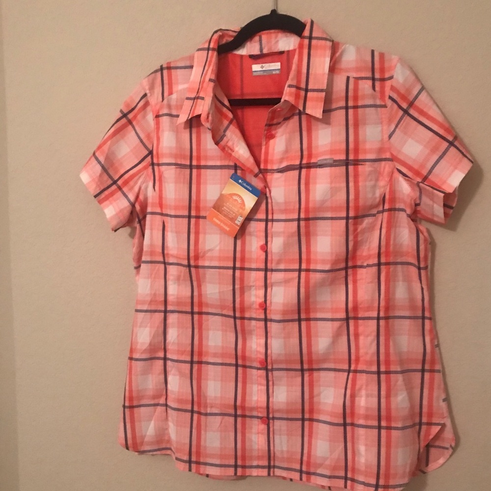 NEW Columbia Plaid MoistureWick Blouse Size XL